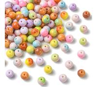 DanLingJewelry 100Pcs Random 8mm Opaque Two Tone Spray Painted Glass Beads Round Spacer Loose Beads for DIY Craft Jewellery Making Bracelets