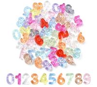 DanLingJewelry 100Pcs Random Big Transparent Acrylic 0-9 Number Beads with Large Hole for European Jewellery Making Bag Charm Keychains
