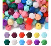 DanLingJewelry 100Pcs Random Color 14mm Hexagon Silicone Beads Large Rubber Hexagon Beads for DIY Necklaces Bracelets Making