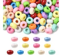 DanLingJewelry 100Pcs Random Colour Acrylic Rondelle Large Hole Beads Flat Round Abacus European Beads for Bracelets Necklaces Making 13-13.5mm