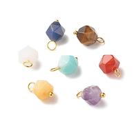 DanLingJewelry 100Pcs Random Faceted Round Stone Pendants Natural Gemstone Charms with Loops for DIY Jewellery Earrings Necklaces Crafting