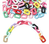 DanLingJewelry 100Pcs Random Rectangle Open Acrylic Linking Rings Colorful Quick Link Connectors Charms for Lanyard Phone Strap Jewelry Making