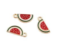 DanLingJewelry 100Pcs Red & Green Watermelon Fruit Charms Enamel Watermelon Slice Charm Pendants Findings for Jewelry Making Accessories
