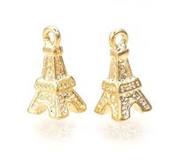 DanLingJewelry 100Pcs Travel Theme Mini Eiffel Tower Charms Golden Color Brass Building Hanging Ornaments for DIY Jewelry Making