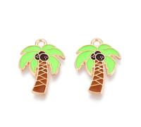 DanLingJewelry 100Pcs Tropical Plant Theme Coconut Tree Enamel Charms Summer Beach Tree Pendants for Bracelets Earrings Necklace DIY Supplies