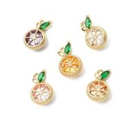 DanLingJewelry 10Pcs 5 Colours Lemon Orange Cubic Zirconia Charms Fruit Crystal Rhinestone Pendants for Necklace Bracelet Jewellery Making Crafting