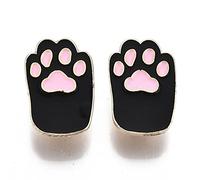 DanLingJewelry 10Pcs Black & Pink Cat Paw Enamel Lapel Pins Cute Cat Enamel Brooch Pins Funny Kitten Animals Brooches for Clothing Bag Decor