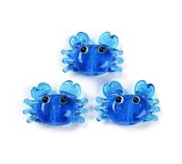 DanLingJewelry 10Pcs Blue Crab Lampwork Beads Handmade Glass Ocean Animals Spacer Loose Beads for DIY Necklaces Bracelets Jewelry Making