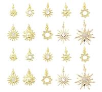 DanLingJewelry 10Pcs Brass Cubic Zirconia Sun Charm Golden Color Celestial Charms Micro Pave Sun Charms for Jewelry Making Necklaces