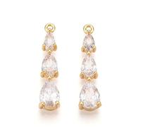 DanLingJewelry 10Pcs Brass Cubic Zirconia Teardrop Charms Crystal Drop Multi-Strand Links Pendants for Jewelry Bracelets Necklaces Making