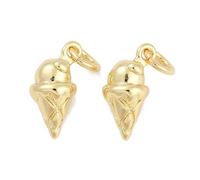 DanLingJewelry 10Pcs Brass Ice Cream Charms Golden Color Sweet Food Dessert Charms 3D Ice Cream Cone Charms for Jewelry Making DIY