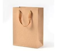 DanLingJewelry 10Pcs Brown Kraft Paper Shopping Bags Rectangle Recyclable Gift Bags with Nylon Cord Handles for Birthday Party Gifts 28x20x10cm