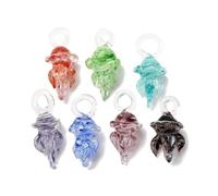 DanLingJewelry 10Pcs Colorful Handmade Lampwork Octopus Pendants Glass Ocean The Sea Animal Charms for Jewelry Making Bracelets Necklace