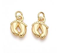 DanLingJewelry 10Pcs Golden Color Foot Charms Brass Mini Foot Print Charms Pendants for DIY Bracelets Necklaces Earrings Jewelry Making