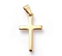 DanLingJewelry 10Pcs Golden Colour Cross Charms Stainless Steel Crucifix Pendant Charms for DIY Necklaces Jewellery Making Accessory 33x19x2mm