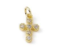 DanLingJewelry 10Pcs Golden Colour Cross Crucifix Brass Micro Pave Cubic Zirconia Charm Pendants Jesus Ornaments for Jewellery Making Necklaces