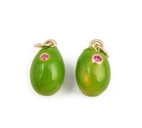 DanLingJewelry 10Pcs Green Enamel Mango Pear Lemon Charms Brass Cubic Zirconia Imitation Fruit Charms for Jewelry Making Necklace Earrings
