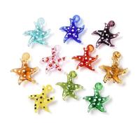 DanLingJewelry 10Pcs Handmade Bumpy Starfish Glass Lampwork Pendants Colorful Ocean Animal Star Bumpy Crystal Glass Beads Charms for Jewelry Making