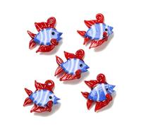 DanLingJewelry 10Pcs Handmade Cute Blue Fish Charms Lampwork Glass Sea Animal Pendants for Jewellery Making Bag Ornaments