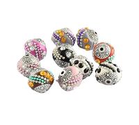 DanLingJewelry 10Pcs Handmade Indonesia Round Beads Vintage Colorful Polymer Clay Beads with Rhinestones for Jewelry Making Crafts