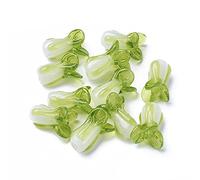 DanLingJewelry 10Pcs Handmade Lampwork Beads Green Cabbage Beads 3D Food Vegetable Glass Spacer Beads for Jewelry Making DIY Crafts