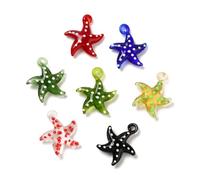 DanLingJewelry 10Pcs Handmade Lampwork Glass Sea Starfish Pendants Ocean Life Animal Starfish Charms for DIY Necklaces Jewelry Making