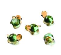 DanLingJewelry 10Pcs Handmade Mini Sea Turtle Figurines Lampwork Glass Green Tortoise Ocean Animal Ornaments for Home Office Table Display Decor