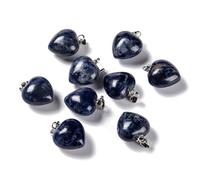 DanLingJewelry 10Pcs Natural Heart Shaped Gemstone Charms Healing Love Heart Chakra Stone Pendants for DIY Necklace Jewellery Making