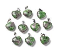 DanLingJewelry 10Pcs Natural Love Heart Gemstone Charms Healing Heart Crystal Chakra Stone Pendants for DIY Jewellery Making Crafting