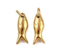 DanLingJewelry 10Pcs Ocean Sea Animal Fish Stainless Steel Pendants Gloden Colour Fish Shape Charms for Jewellery Bracelet Necklace Making