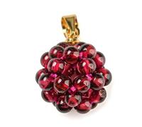 DanLingJewelry 10Pcs Round Flower Ball Charm Natural Garnet Gemstone Pendants Crystal Stone Disco Ball Charms for Jewelry Making Necklaces