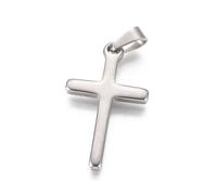 DanLingJewelry 10Pcs Silver Color Cross Charms Stainless Steel Crucifix Pendant Charms for DIY Necklaces Jewelry Making Accessory 33x19x2mm