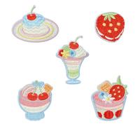 DanLingJewelry 10Pcs Strawberry Cherry Cake Embroidered Patches Sweet Food Ice Cream Sew On Patches for Clothes Dress Hat Backpacks DIY
