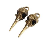 DanLingJewelry 10Pcs Tibetan Raven Skull Charms Antique Bronze Bird Head Skeleton Pendant Charms for Halloween Necklaces Jewellery Making