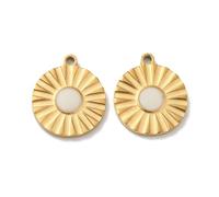 DanLingJewelry 10Pcs White Enamel Flower Charm Golden Colour Stainless Steel Mini Floral Charms for DIY Bracelet Necklace Making Crafts