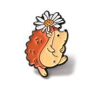 DanLingJewelry 10Pcs White Flower Hedgehog Enamel Pins Funny Animal Enamel Lapel Brooches Pins Cute Hedgehog Brooches for Backpacks Clothes Bags Decor