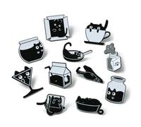 DanLingJewelry 11Pcs Black Cat Enamel Pins Set Cute Animal Pet Brooches Lapel Pins for Backpacks Clothes Bags Decor