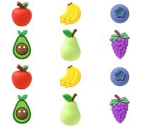DanLingJewelry 12Pcs 3D Fruit Silicone Focal Beads Cute Banana Apple Grape Pear Loose Beads Accessory for DIY Jewellery Keychains Bracelet Necklace Pens Lanyard Making