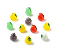 DanLingJewelry 12Pcs Colourful Pear Beads Handmade Lampwork Beads 3D Fruits Glass Spacer Loose Beads for DIY Crafts Bracelet Jewellery Making