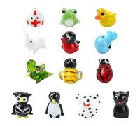 DanLingJewelry 13Pcs Handmade Bumpy Lampwork Animal Beads Bee Frog Duck Ladybug Cat Dog Beads Mixed Styles Animal Theme Lampwork for DIY Jewellery Making Bracelet Necklace