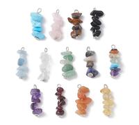 DanLingJewelry 13Pcs Natural Gemstone Chip String Charms Crystal Irregular Healing Stone Dangle Charms for DIY Earrings Jewellery Making Crafts