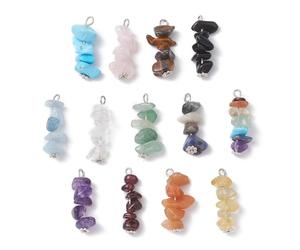 DanLingJewelry 13Pcs Natural Gemstone Chip String Charms Crystal Irregular Healing Stone Dangle Charms for DIY Earrings Jewellery Making Crafts