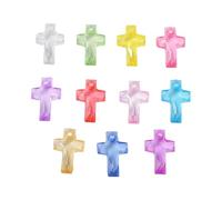 DanLingJewelry 1400Pcs Transparent Acrylic Cross Bead Charms Candy Color Crucifix Pendants for DIY Necklaces Rosary Bracelets Earrings Crafts