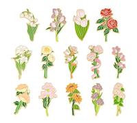 DanLingJewelry 14Pcs Eleglant Flower Bunch Enamel Pins Bulk Rose Tulip Lily Floral Sunflower Badge Brooches for DIY Clothes Bags Hats Decor Party Favors Gifts