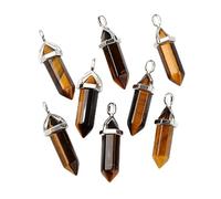 DanLingJewelry 15Pcs Natural Tiger Eye Bullet Shape Pointed Pendants Crystal Healing Chakra Gemstone Charms for Jewellery DIY Making