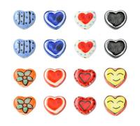 DanLingJewelry 16Pcs Assorted Heart Shaped Porcelain Beads Colorful Handmade Love Heart Bumpy Ceramic Beads for DIY Bracelets Necklaces Making