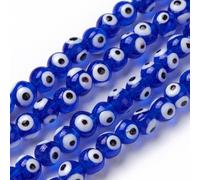 DanLingJewelry 200Pcs Blue Evil Eye Glass Beads 8mm Round Lampwork Glass Spacer Beads for DIY Bracelets Necklace Jewellery Making