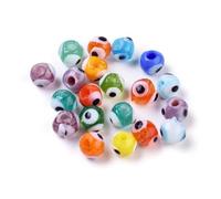 DanLingJewelry 200Pcs Handmade Evil Eye Lampwork Beads 6mm Round Glass Spacer Beads for Bracelets Necklace Jewellery Craft Making