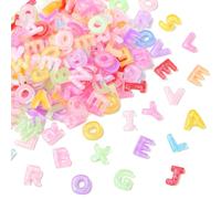 DanLingJewelry 200Pcs Luminous Letter A - Z Flatback Cabochons Glow in The Dark Alphabet Letter Nail Art Charms with Glitter for DIY Craft Nail Supplies