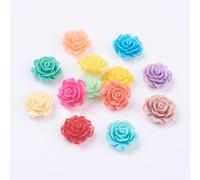 DanLingJewelry 200Pcs Random Resin Rose Flatback Cabochons Blossom Flower No Hole Beads for DIY Jewelry Making Crafting